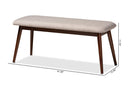 Elara Light Gray Fabric Upholstered Walnut Dining Bench Baxton