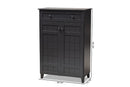Trenton Dark Gray Finished 5-Shelf Wood Shoe Storage Cabinet w/Drawer Baxton