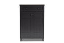 Trenton Dark Gray Finished 5-Shelf Wood Shoe Storage Cabinet w/Drawer Baxton