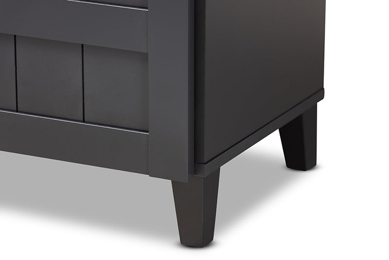 Trenton Modern and Contemporary Dark Gray Finished 5-Shelf Wood Shoe Storage Cabinet w/Drawer