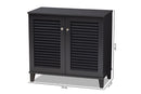 Theo Dark Gray Finished 4-Shelf Wood Shoe Storage Cabinet Baxton