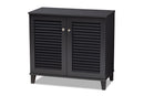 Theo Dark Gray Finished 4-Shelf Wood Shoe Storage Cabinet Baxton