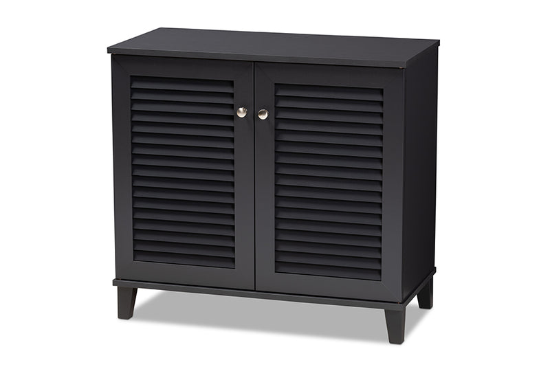 Theo Modern and Contemporary Dark Gray Finished 4-Shelf Wood Shoe Storage Cabinet