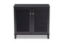 Theo Dark Gray Finished 4-Shelf Wood Shoe Storage Cabinet Baxton