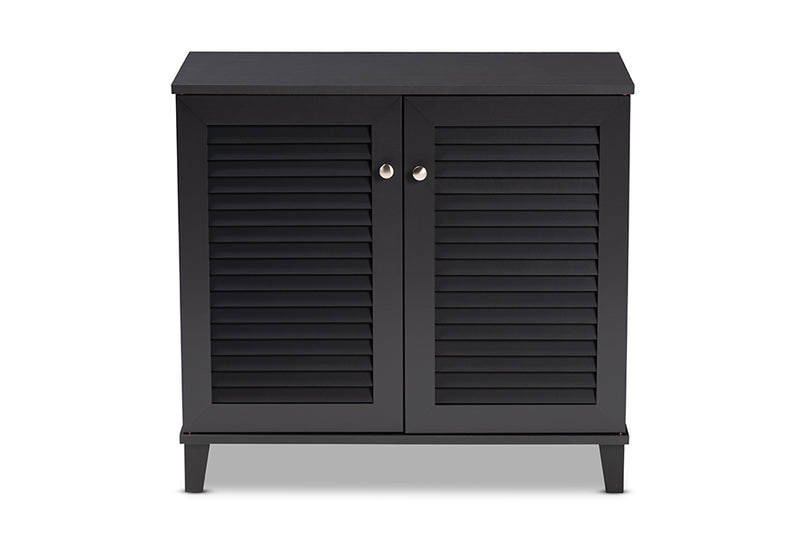 Theo Modern and Contemporary Dark Gray Finished 4-Shelf Wood Shoe Storage Cabinet