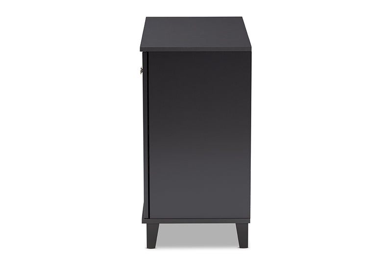 Theo Modern and Contemporary Dark Gray Finished 4-Shelf Wood Shoe Storage Cabinet