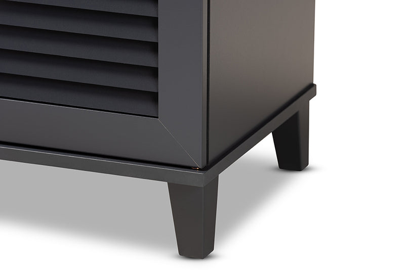 Theo Modern and Contemporary Dark Gray Finished 4-Shelf Wood Shoe Storage Cabinet