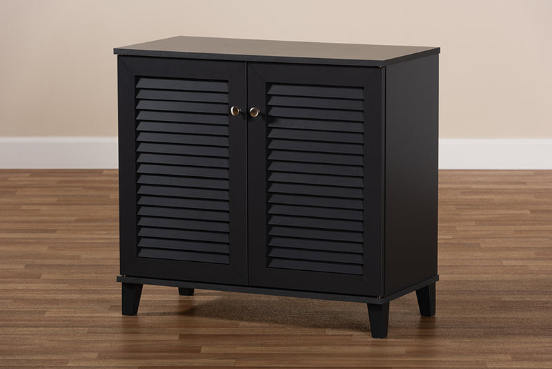 Theo Modern and Contemporary Dark Gray Finished 4-Shelf Wood Shoe Storage Cabinet