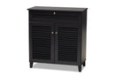 Theo Dark Gray Finished 4-Shelf Wood Shoe Storage Cabinet w/Drawer Baxton
