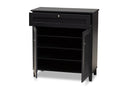 Theo Dark Gray Finished 4-Shelf Wood Shoe Storage Cabinet w/Drawer Baxton