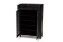 Theo Dark Gray Finished 5-Shelf Wood Shoe Storage Cabinet w/Drawer Baxton