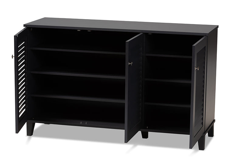 Theo Modern and Contemporary Dark Gray Finished 8-Shelf Wood Shoe Storage Cabinet