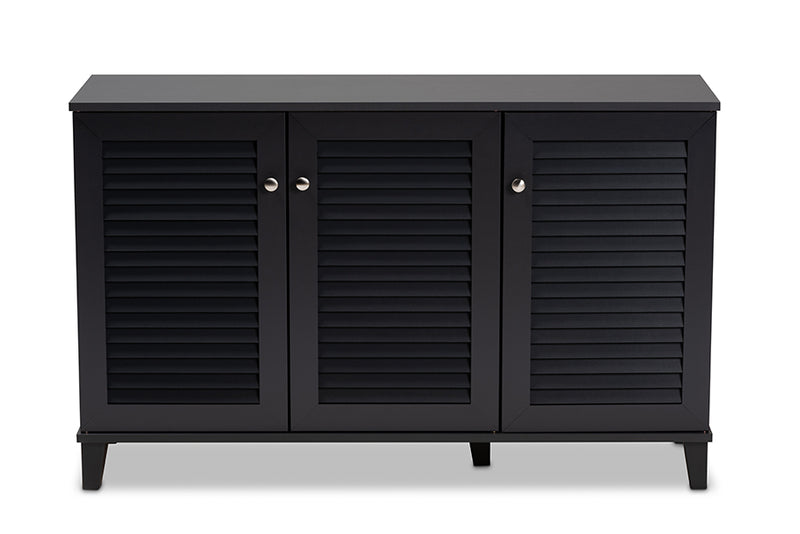 Theo Modern and Contemporary Dark Gray Finished 8-Shelf Wood Shoe Storage Cabinet