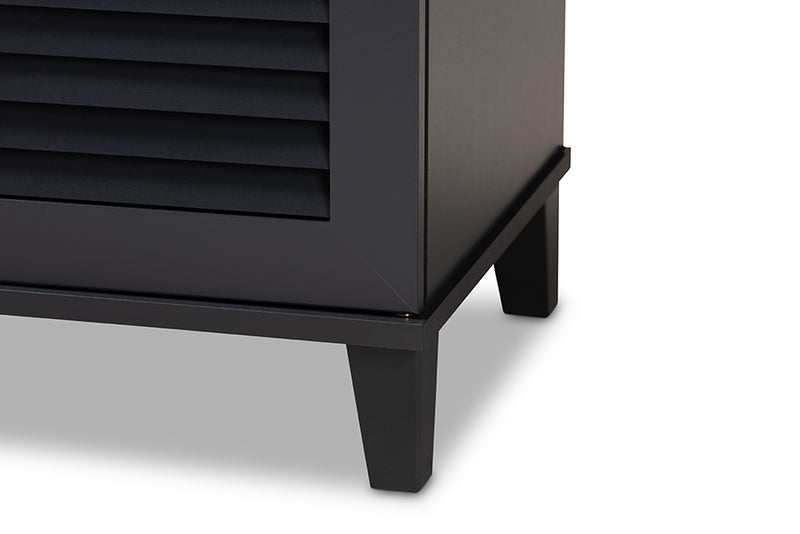 Theo Modern and Contemporary Dark Gray Finished 8-Shelf Wood Shoe Storage Cabinet