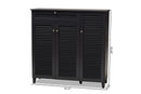 Theo Dark Gray Finished 11-Shelf Wood Shoe Storage Cabinet w/Drawer Baxton