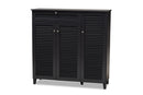 Theo Dark Gray Finished 11-Shelf Wood Shoe Storage Cabinet w/Drawer Baxton