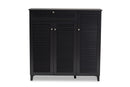 Theo Dark Gray Finished 11-Shelf Wood Shoe Storage Cabinet w/Drawer Baxton
