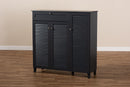 Theo Dark Gray Finished 11-Shelf Wood Shoe Storage Cabinet w/Drawer Baxton