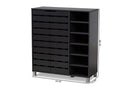 Darielle Dark Gray Finished 2-Door Wood Shoe Storage Cabinet w/Open Shelves Baxton
