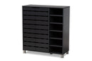 Darielle Dark Gray Finished 2-Door Wood Shoe Storage Cabinet w/Open Shelves Baxton