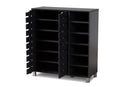 Darielle Dark Gray Finished 2-Door Wood Shoe Storage Cabinet w/Open Shelves Baxton