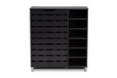 Darielle Dark Gray Finished 2-Door Wood Shoe Storage Cabinet w/Open Shelves Baxton