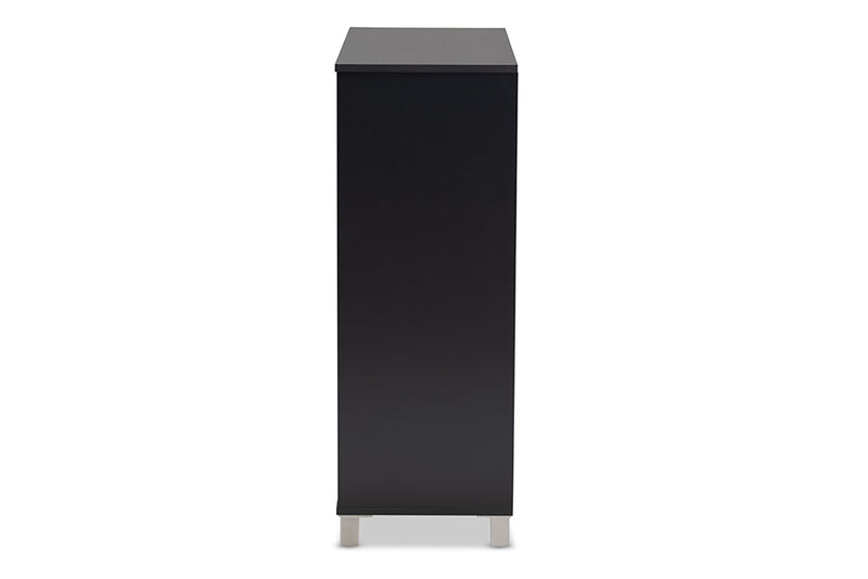 Darielle Modern and Contemporary Dark Gray Finished 2-Door Wood Shoe Storage Cabinet w/Open Shelves