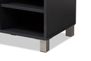 Darielle Dark Gray Finished 2-Door Wood Shoe Storage Cabinet w/Open Shelves Baxton