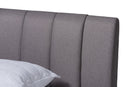 Harper Gray Fabric Upholstered Walnut King Size Bed Baxton