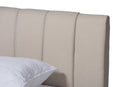 Harper Light Beige Fabric Upholstered Walnut Queen Size Bed Baxton