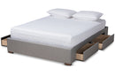 Finnick Light Gray Fabric Upholstered 4-Drawer Queen Size Platform Storage Bed Baxton