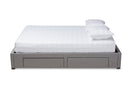 Finnick Light Gray Fabric Upholstered 4-Drawer Queen Size Platform Storage Bed Baxton