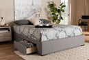 Finnick Light Gray Fabric Upholstered 4-Drawer Queen Size Platform Storage Bed Baxton