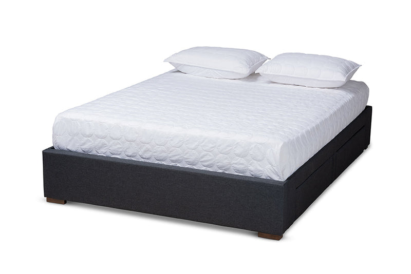 Finnick Dark Gray Fabric Upholstered 4-Drawer Queen Size Platform Storage Bed Baxton