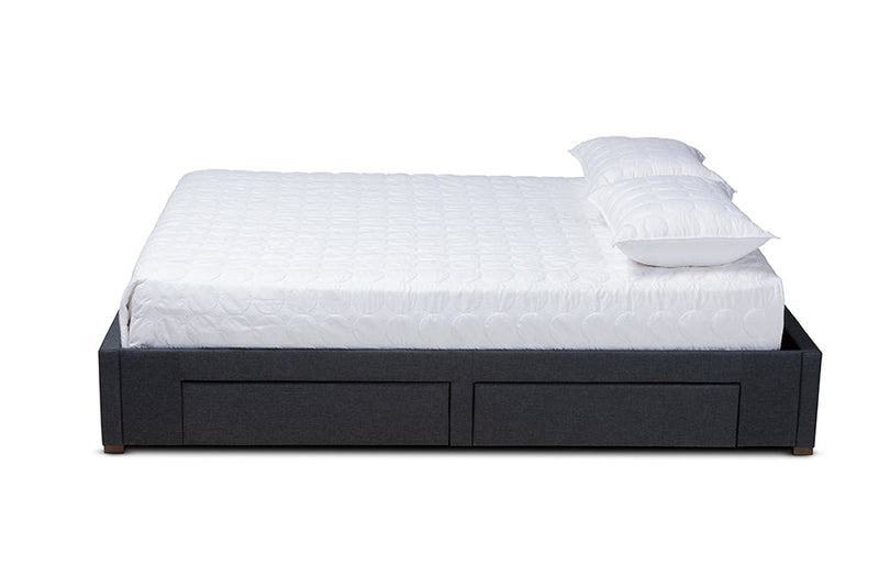 Finnick Dark Gray Fabric Upholstered 4-Drawer Queen Size Platform Storage Bed Baxton