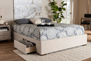 Finnick Beige Fabric Upholstered 4-Drawer Queen Size Platform Storage Bed Baxton