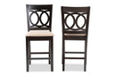 Aspen Sand Fabric Espresso Brown 2Pc Counter Height Pub Chair Set Baxton
