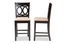 Aspen Sand Fabric Espresso Brown 2Pc Counter Height Pub Chair Set Baxton