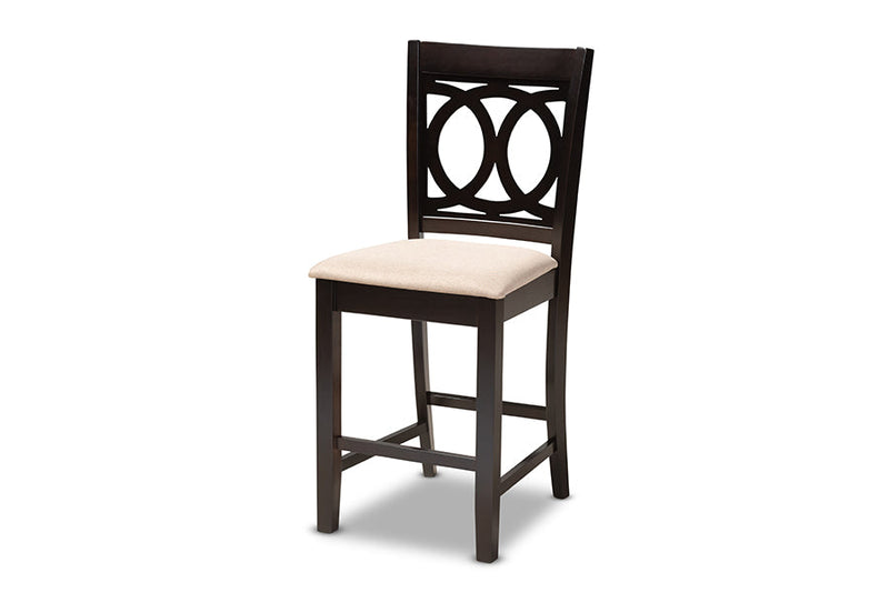 Aspen Sand Fabric Upholstered Espresso Brown Finished 5-Piece Wood Pub Set Baxton