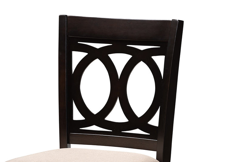 Aspen Sand Fabric Upholstered Espresso Brown Finished 5-Piece Wood Pub Set Baxton