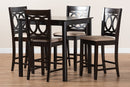 Aspen Sand Fabric Upholstered Espresso Brown Finished 5-Piece Wood Pub Set Baxton