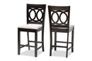Aspen Gray Fabric Espresso Brown Counter Height Pub Chair Set of 2 Baxton