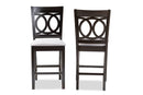 Aspen Gray Fabric Espresso Brown Counter Height Pub Chair Set of 2 Baxton