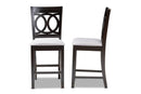 Aspen Gray Fabric Espresso Brown Counter Height Pub Chair Set of 2 Baxton