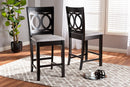 Aspen Gray Fabric Espresso Brown Counter Height Pub Chair Set of 2 Baxton