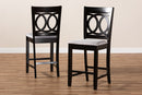 Aspen Gray Fabric Espresso Brown Counter Height Pub Chair Set of 2 Baxton