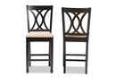 Asgart Sand Fabric Espresso Brown Counter Height Pub Chair Set of 2 Baxton