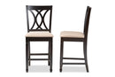 Asgart Sand Fabric Espresso Brown Counter Height Pub Chair Set of 2 Baxton