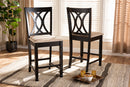Asgart Sand Fabric Espresso Brown Counter Height Pub Chair Set of 2 Baxton