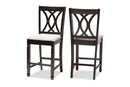 Asgart Gray Fabric Espresso Brown Counter Height Pub Chair Set of 2 Baxton